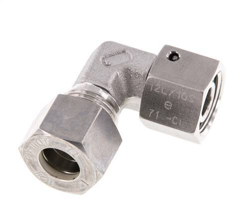 M18x1,5 x 12L Acero inoxidable Codo de compresión ajustable de 90 grados con cono de sellado y junta tórica 315 Bar DIN 2353
