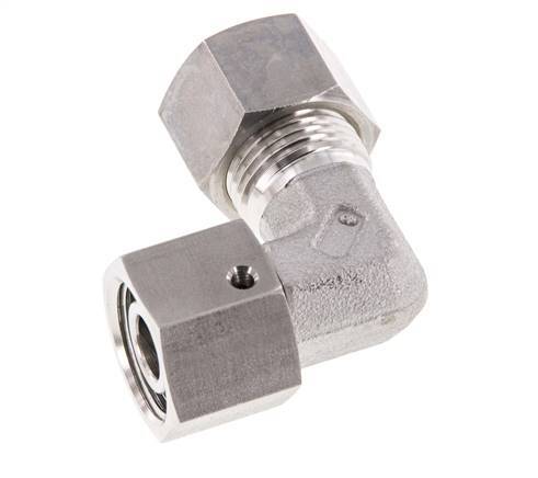 M18x1,5 x 12L Acero inoxidable Codo de compresión ajustable de 90 grados con cono de sellado y junta tórica 315 Bar DIN 2353
