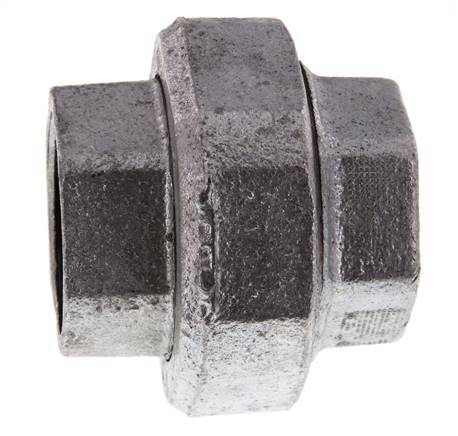 Rp 1 1/4'' Hierro fundido zincado Espiga doble de 3 piezas con cierre cónico 25 Bar