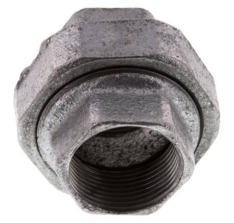 Rp 1 1/4'' Hierro fundido zincado Espiga doble de 3 piezas con cierre cónico 25 Bar