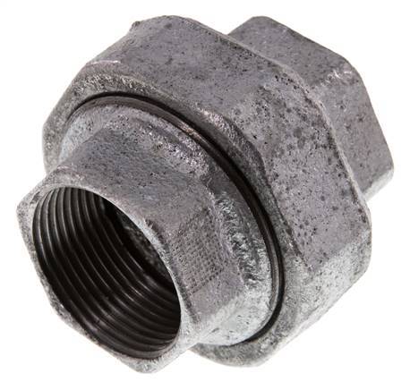Rp 1 1/4'' Hierro fundido zincado Espiga doble de 3 piezas con cierre cónico 25 Bar