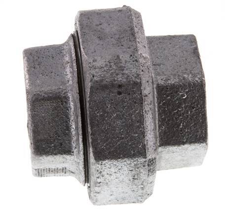 Rp 1 1/4'' Hierro fundido zincado Espiga doble de 3 piezas con cierre cónico 25 Bar