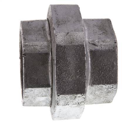 Rp 2'' Hierro fundido zincado Boquilla doble de 3 piezas con cierre cónico 25 Bar