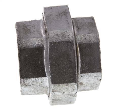 Rp 2'' Hierro fundido zincado Boquilla doble de 3 piezas con cierre cónico 25 Bar