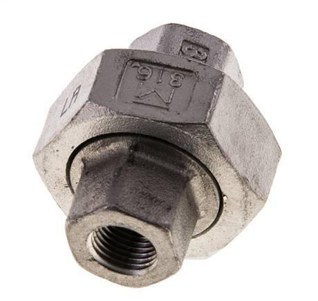 1/8'' NPT acero inoxidable espiga doble 3 piezas con cierre cónico 16 Bar