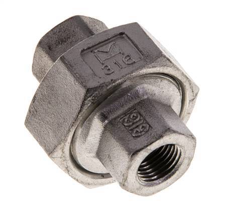 1/8'' NPT acero inoxidable espiga doble 3 piezas con cierre cónico 16 Bar