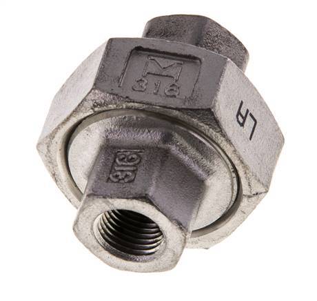 1/8'' NPT acero inoxidable espiga doble 3 piezas con cierre cónico 16 Bar