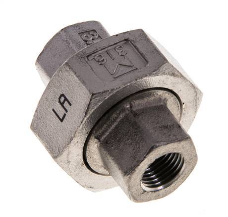 1/8'' NPT acero inoxidable espiga doble 3 piezas con cierre cónico 16 Bar