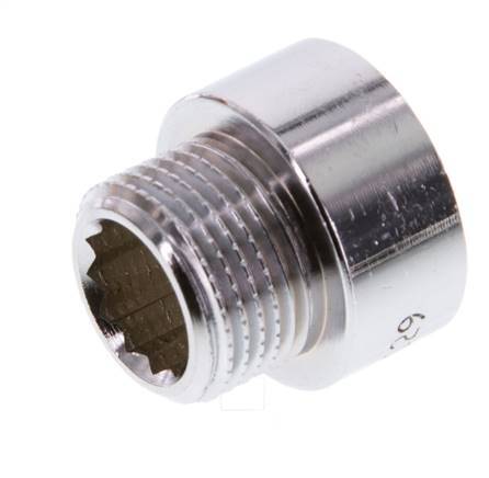 G 3/8'' F/M Chromium plated Brass Extension DIN 3523 - 10 mm [2 Pieces]