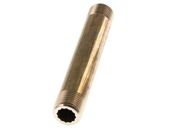 G 1/2'' Espiga doble de latón 16 Bar DIN 2982 - 120mm