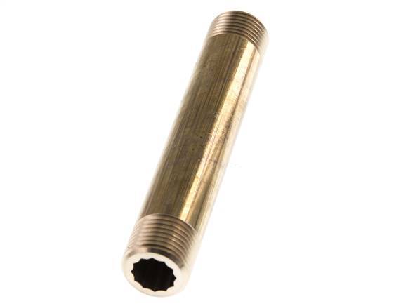 G 1/2'' Espiga doble de latón 16 Bar DIN 2982 - 120mm