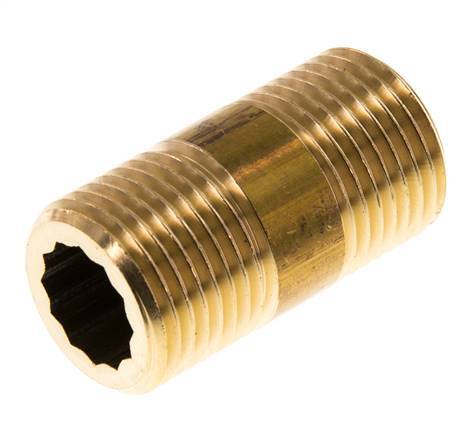 G 1/2'' Espiga doble de latón 16 Bar DIN 2982 - 40mm