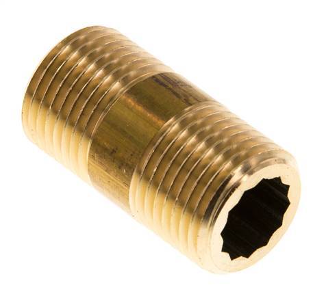 G 1/2'' Espiga doble de latón 16 Bar DIN 2982 - 40mm