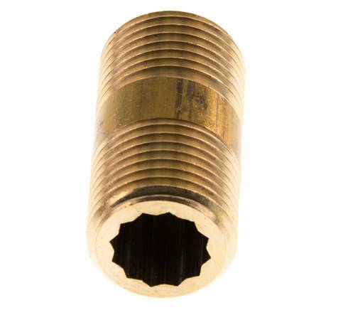 G 1/2'' Espiga doble de latón 16 Bar DIN 2982 - 40mm