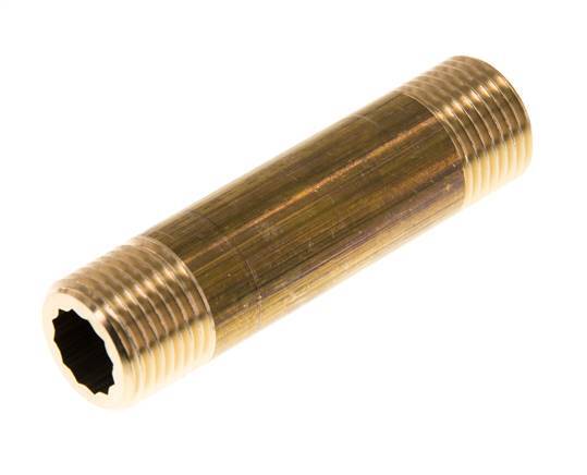G 1/2'' Espiga doble de latón 16 Bar DIN 2982 - 80mm