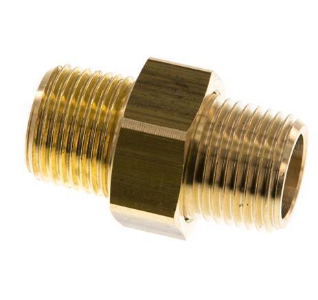 R 1/2'' Brass Double Nipple 3-pieces with Conically sealing 16 Bar