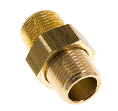 R 1/2'' Brass Double Nipple 3-pieces with Conically sealing 16 Bar