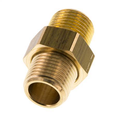 R 1/2'' Brass Double Nipple 3-pieces with Conically sealing 16 Bar
