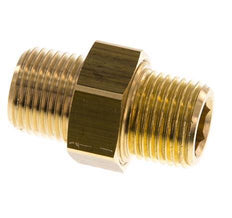 R 1/2'' Brass Double Nipple 3-pieces with Conically sealing 16 Bar