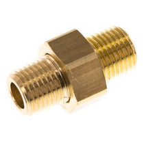 R 1/4'' Brass Double Nipple 3-pieces with Conically sealing 16 Bar [2 Pieces]