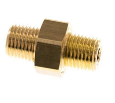 R 1/4'' Brass Double Nipple 3-pieces with Conically sealing 16 Bar [2 Pieces]