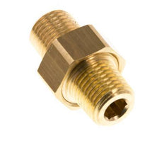 R 1/4'' Brass Double Nipple 3-pieces with Conically sealing 16 Bar [2 Pieces]
