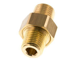 R 1/4'' Brass Double Nipple 3-pieces with Conically sealing 16 Bar [2 Pieces]