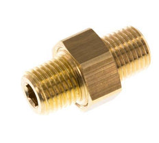 R 1/4'' Brass Double Nipple 3-pieces with Conically sealing 16 Bar [2 Pieces]
