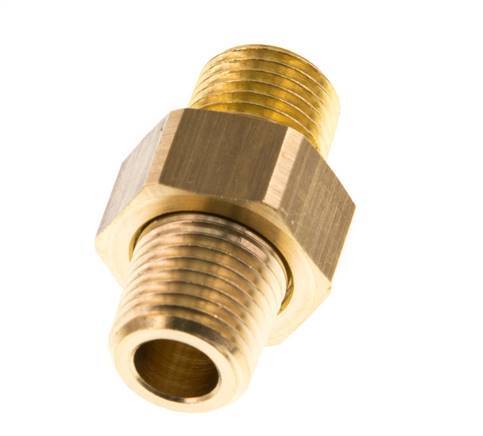 R 1/4'' Brass Double Nipple 3-pieces with Conically sealing 16 Bar [2 Pieces]