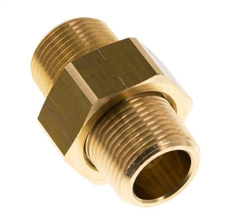R 3/4'' Brass Double Nipple 3-pieces with Conically sealing 16 Bar