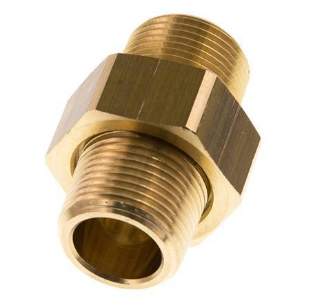 R 3/4'' Brass Double Nipple 3-pieces with Conically sealing 16 Bar