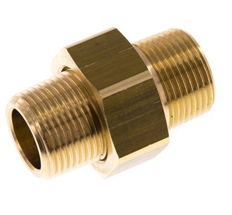 R 3/4'' Brass Double Nipple 3-pieces with Conically sealing 16 Bar