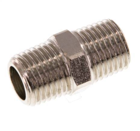 R 1/4'' Nickel plated Brass Double Nipple 16 Bar [5 Pieces]