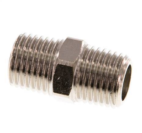 R 1/4'' Nickel plated Brass Double Nipple 16 Bar [5 Pieces]