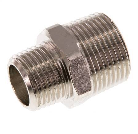 R 3/4'' x R 1/2'' Espiga doble de latón niquelado 16 Bar