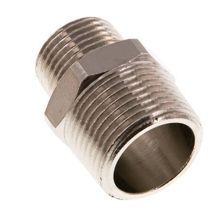 R 3/4'' x R 1/2'' Espiga doble de latón niquelado 16 Bar