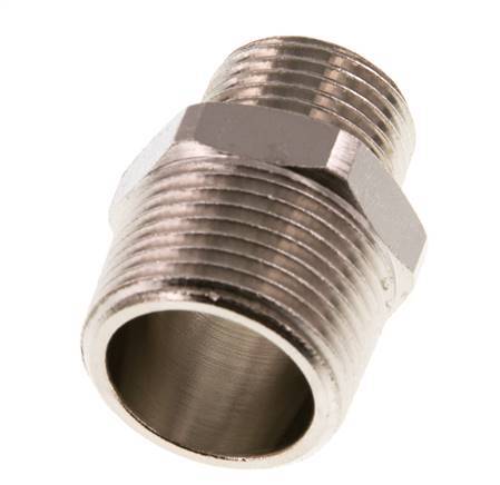 R 3/4'' x R 1/2'' Espiga doble de latón niquelado 16 Bar
