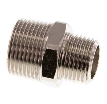 R 3/4'' x R 1/2'' Espiga doble de latón niquelado 16 Bar