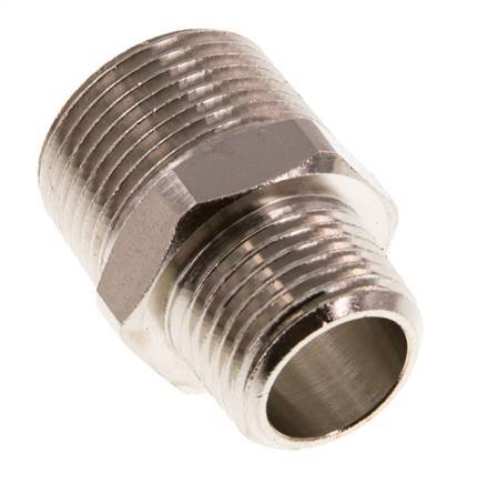R 3/4'' x R 1/2'' Espiga doble de latón niquelado 16 Bar