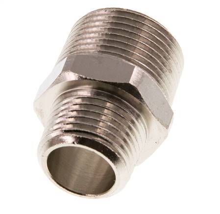 R 3/4'' x R 1/2'' Espiga doble de latón niquelado 16 Bar