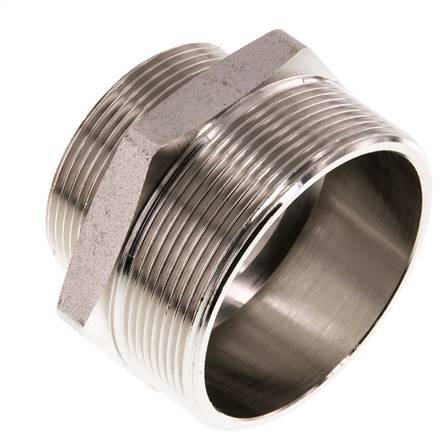 G 2 1/2'' x G 2'' Espiga doble de latón niquelado 16 Bar