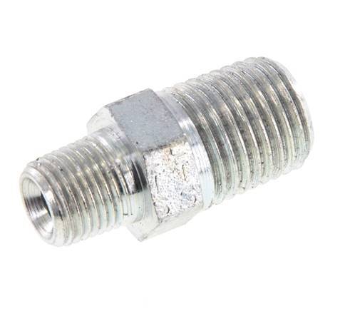1/8'' NPT x 1/4'' NPT Acero zincado Doble Pezón 375 Bar - Hidráulico [2 Piezas]