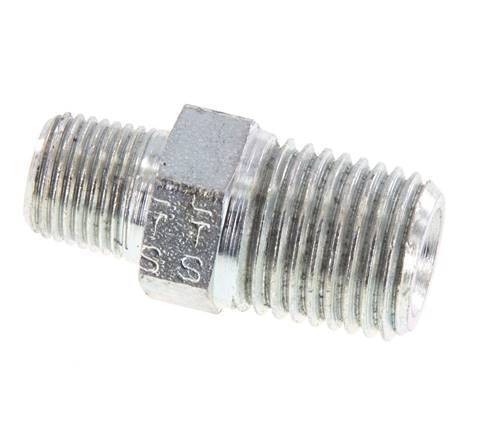 1/8'' NPT x 1/4'' NPT Acero zincado Doble Pezón 375 Bar - Hidráulico [2 Piezas]