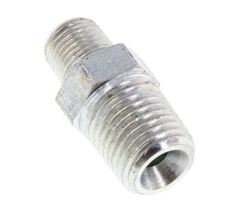 1/8'' NPT x 1/4'' NPT Acero zincado Doble Pezón 375 Bar - Hidráulico [2 Piezas]