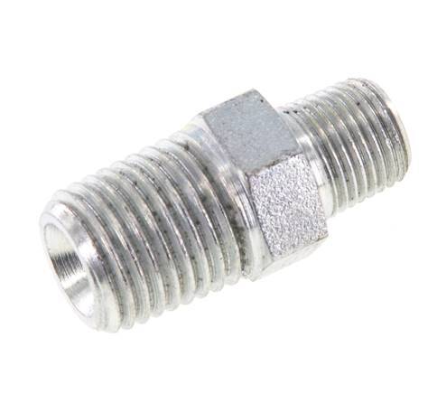 1/8'' NPT x 1/4'' NPT Acero zincado Doble Pezón 375 Bar - Hidráulico [2 Piezas]