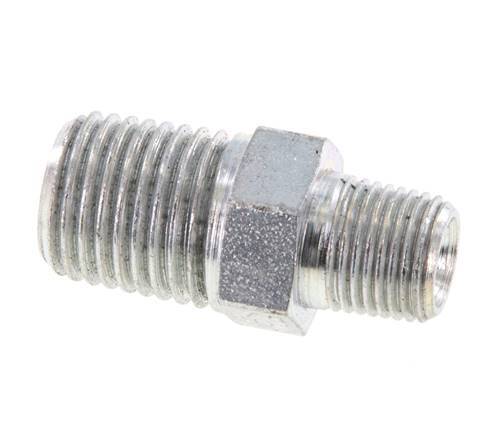 1/8'' NPT x 1/4'' NPT Acero zincado Doble Pezón 375 Bar - Hidráulico [2 Piezas]