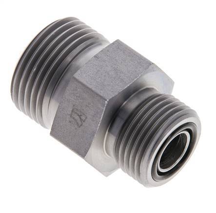 UNS 1''-14 x UN 13/16''-16 Espiga doble de acero galvanizado ORFS 400 Bar - Hidráulico
