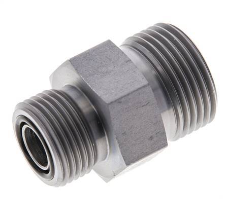 UNS 1''-14 x UN 13/16''-16 Espiga doble de acero galvanizado ORFS 400 Bar - Hidráulico