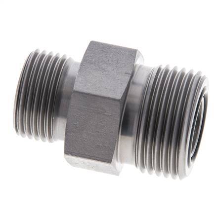 UNS 1''-14 x UN 13/16''-16 Espiga doble de acero galvanizado ORFS 400 Bar - Hidráulico