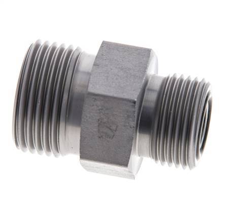 UNS 1''-14 x UN 13/16''-16 Espiga doble de acero galvanizado ORFS 400 Bar - Hidráulico
